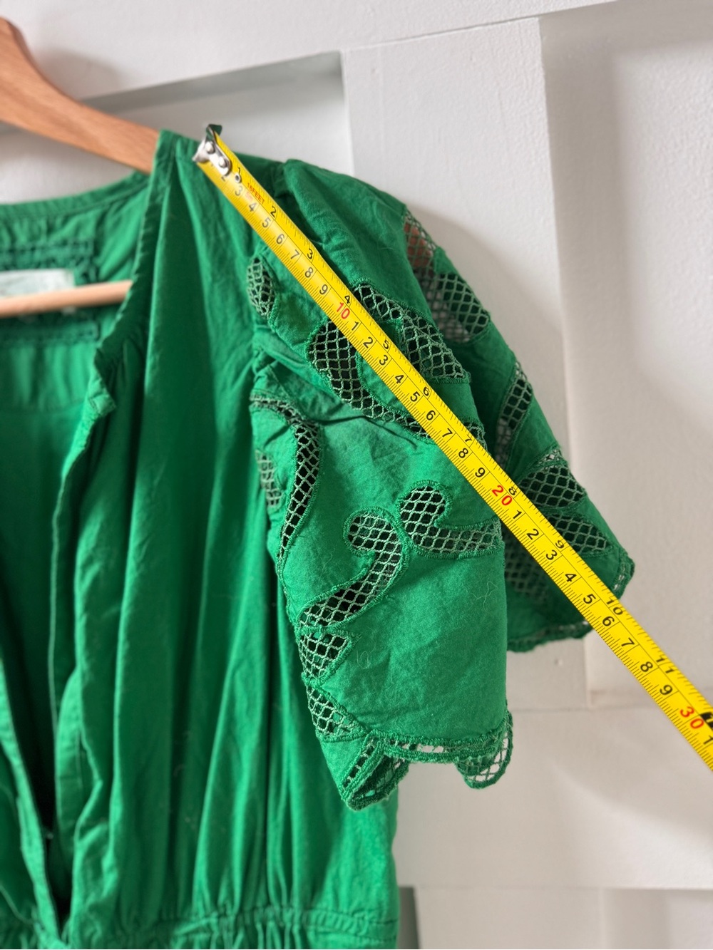 Anthropologie Maeve The Somerset Maxi Dress Eyelet Kelly Green, S/M - Picture 9 of 14